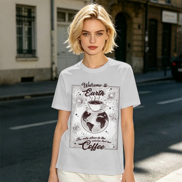Welcome to Earth Coffee Lover Graphic T-Shirt