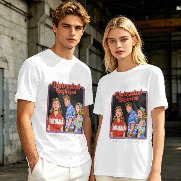 Olive T-Shirt with Distracted Boyfriend Meme Graphic Print