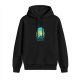 Black hoodie with Totoro nature landscape graphic print