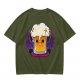 Halloween vampire beer graphic olive green casual t-shirt
