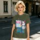 Olive T-Shirt With Cute Artist Cat Art Because Murder Is Wrong Print