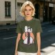 Olive t-shirt with Snoopy and Woodstock sushi print