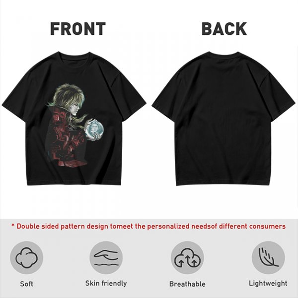 Olive Green T-Shirt With Goblin King Holding Crystal Ball Art