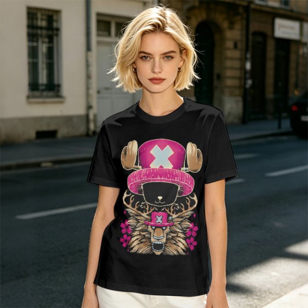 Olive T-Shirt with Tony Tony Chopper Lion Art Print