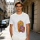 Olive Green T-Shirt with Cozy Frog in Pumpkin Hat Graphic