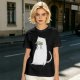 Olive T-Shirt With White Cat Playing Harmonica Graphic