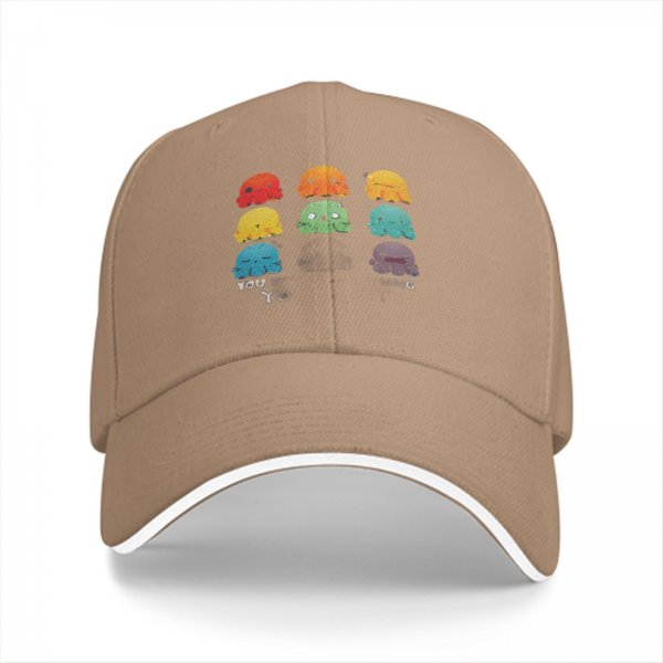 Black baseball cap with colorful emotional octopus graphic print