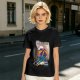 Olive T-shirt with Superhero Lounging Under Beach Umbrella Print