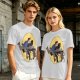 Olive T-shirt with Cartoon Chainsaw Action Character Print