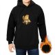 Black Hoodie With Cute Cat Pizza Graphic Print