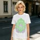 Olive Green T-Shirt With Leaf Shaped Tamagotchi Totoro Print