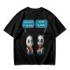 Olive t-shirt with pandas discussing life beyond eating and sleeping