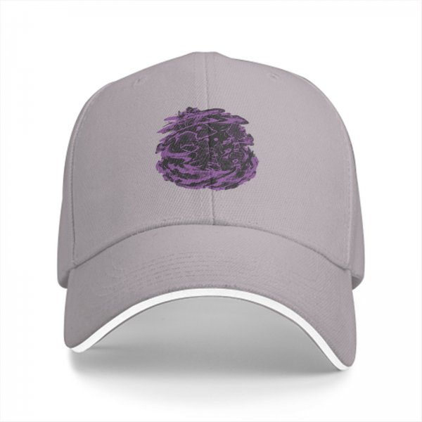 Black Baseball Cap With Purple Abstract Swirl Graphic Design