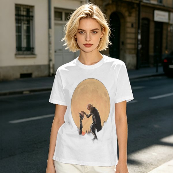 Olive T-Shirt With Moonlit Cowboy Silhouette Graphic