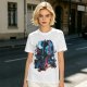 Olive T-shirt with fantasy warrior and moon graphic print