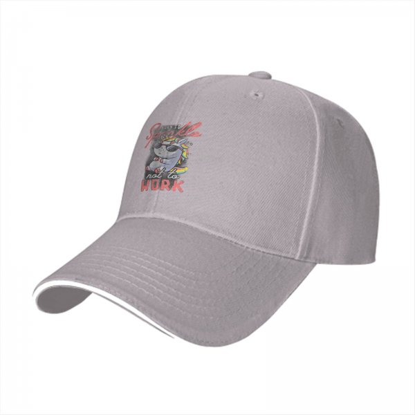 Black baseball cap with 'Born to Sparkle not to Work' cool unicorn print