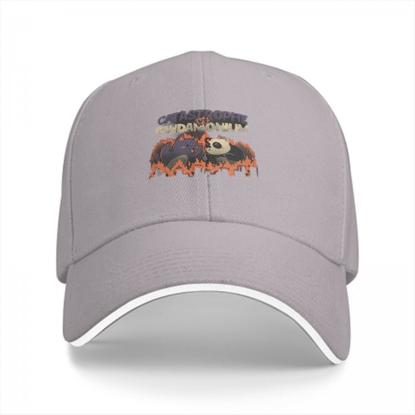 Black baseball cap with Catastrophe vs Pandamonium graphic print