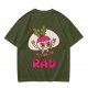 Olive T-Shirt With Rad Skating Radish Cartoon Graphic