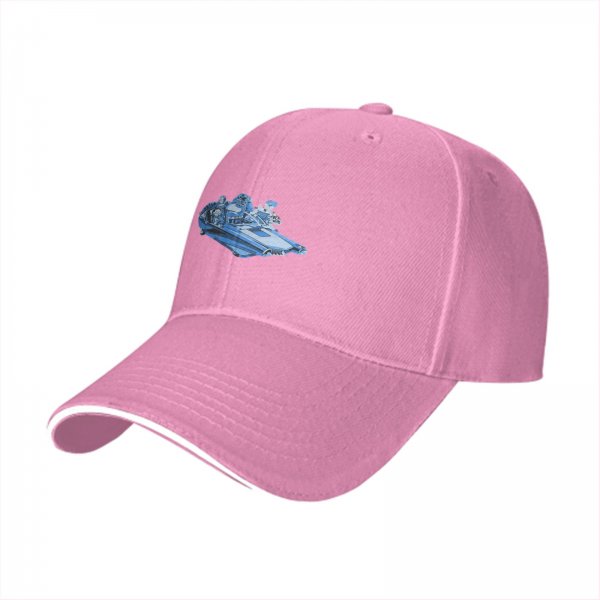 Black Baseball Cap With Blue Retro Car Graphic Print