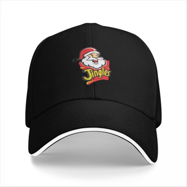 Black Baseball Cap with Santa Jingles Christmas Graphic