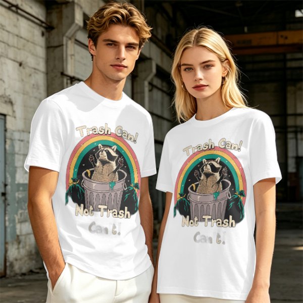 Trash Can Not Trash Raccoon Rainbow Graphic T-Shirt