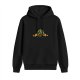 Black Hoodie With Ornate Gold And Green Emblem Print
