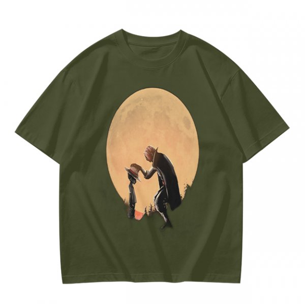 Olive T-Shirt With Moonlit Cowboy Silhouette Graphic