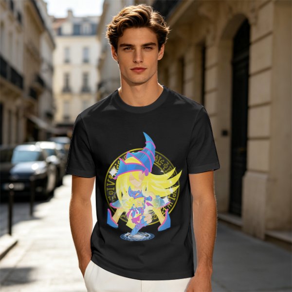 Olive T-Shirt with Dark Magician Girl Anime Graphic Print
