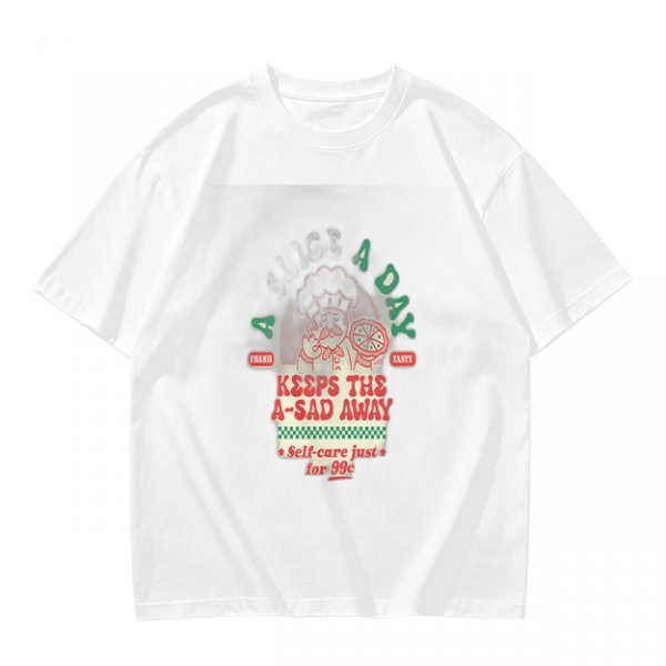 Olive graphic t-shirt with funny cat and 'keeps the a-sad away' text
