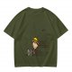 Olive Green T-Shirt with Smiling Boy in Yellow Hat Graphic