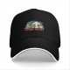 Black baseball cap with cute fungi music graphic design