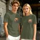 Olive Green T-Shirt with Halloween Jack-o'-Lantern and Skull Print