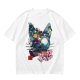 Olive Green T-Shirt With Japanese Nature Inspired Graphic Print