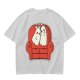 Olive T-Shirt with Cute Ghosts on Red Armchair Graphic