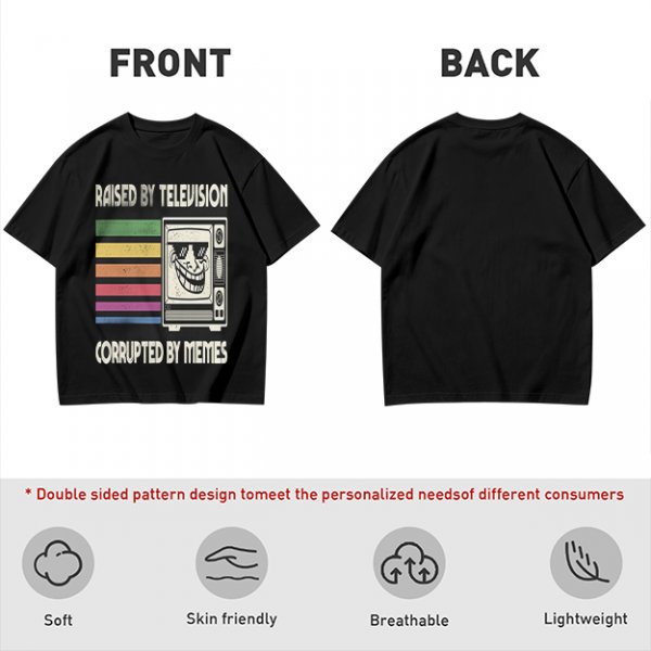 Raised by Television Corrupted by Memes Retro Graphic T-Shirt