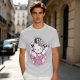 Olive t-shirt with muscular Hello Kitty graphic and 'I Took The Stairs' text