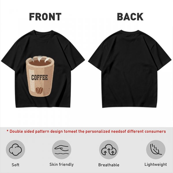 Olive Green T-Shirt With Coffee Cup Graphic Print