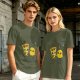 Olive T-shirt with Cute Pizza and Pineapple Cartoon Print