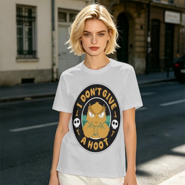 Owl giving middle finger funny graphic olive green t-shirt