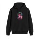 Black Anime Graphic Hoodie With Sunset Silhouette Art
