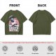 Olive t-shirt with cute grim reaper riding unicorn and death metal graphic