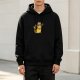 Black Hoodie With Cute Cowboy Cat Graphic Print