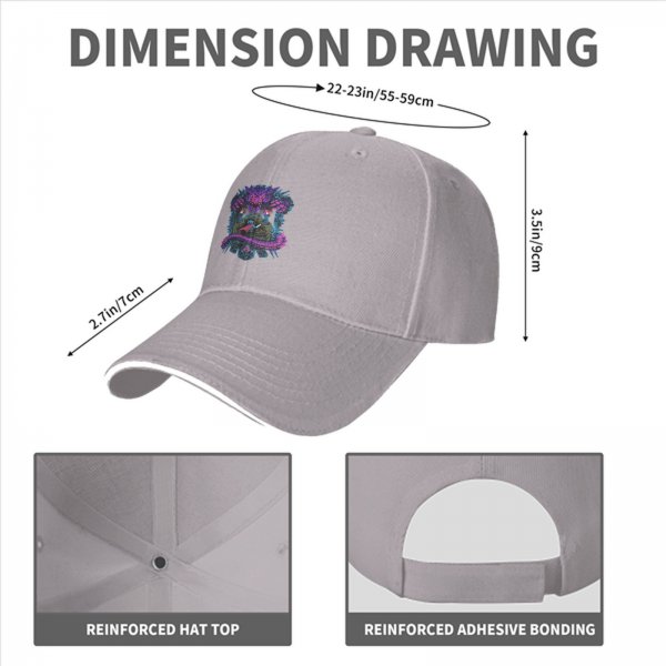 Black Baseball Cap With Fantasy Dragon And Warrior Graphic