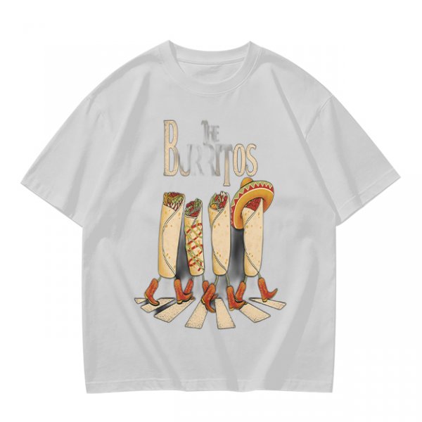 Olive T-Shirt With Walking Burritos Abbey Road Style Graphic
