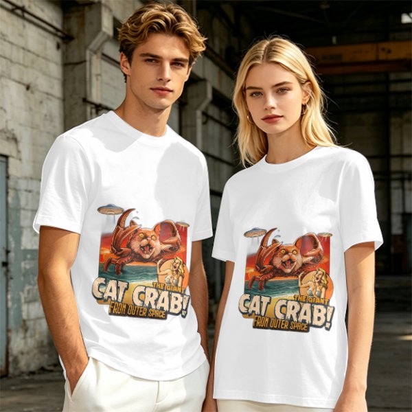 Olive T-Shirt Featuring The Giant Cat Crab From Outer Space Graphic