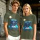Olive T-Shirt With Geometric Dragonfly Mountain Night Scene Print