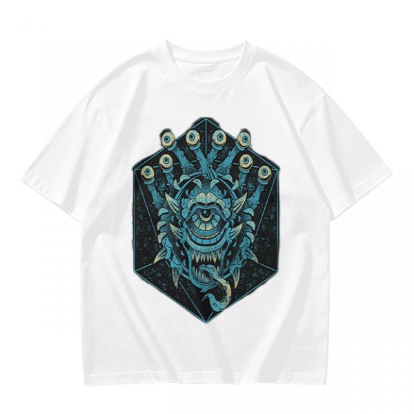 Olive T-Shirt With Blue Beholder Monster Graphic Print