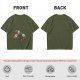 Olive T-Shirt With Whimsical Space Themed Cartoon Print