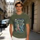 Olive T-shirt with Starry Night Style He-Man vs Skeletor Art