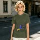 Olive T-Shirt with Witch Hat and Broom Halloween Graphic